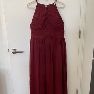 Azazie bridesmaid dress Jermaine in Cabernet.